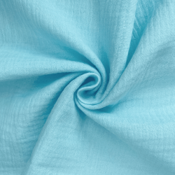 Ткань Муслин Жатый, цвет Небесно-голубой (на отрез)  в Норильске