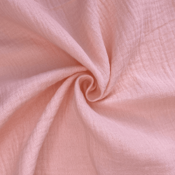Ткань Муслин Жатый, цвет Нежно-Розовый (на отрез)  в Норильске