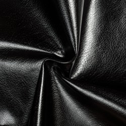 Ткань Дерматин (Кожзам) для мебели, цвет Черный (на отрез)  в Норильске