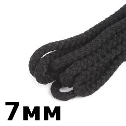 Шнур с сердечником 7мм,  Чёрный (плетено-вязанный, плотный)  в Норильске